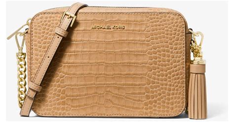 michael kors jet set medium crocodile embossed leather crossbody bag|MICHAEL Michael Kors Jet Set Medium Crocodile Embossed .